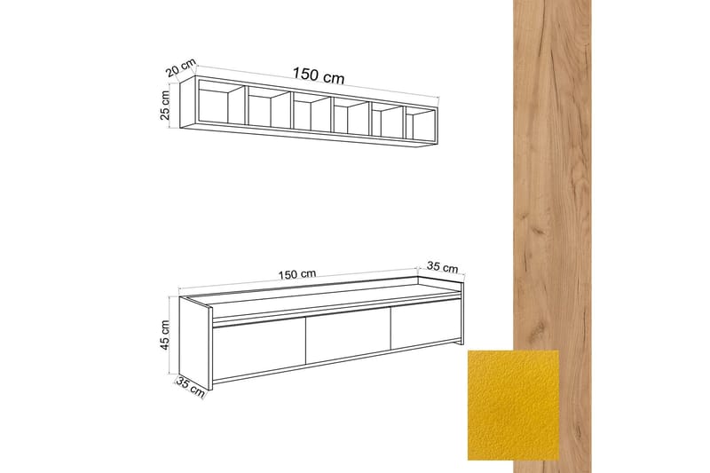 TV-möbelset 35x150 cm - Natur/Gul - Möbler - Tv möbel & mediamöbel - TV-möbelset