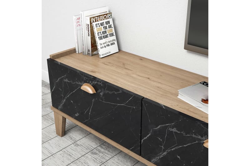 TV-möbelset 35x178 cm - Natur/Svart - Möbler - Tv möbel & mediamöbel - TV-möbelset