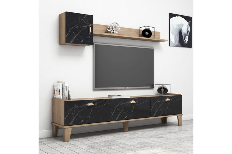 TV-möbelset 35x178 cm - Natur/Svart - Möbler - Tv möbel & mediamöbel - TV-möbelset