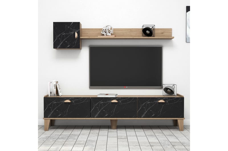 TV-möbelset 35x178 cm - Natur/Svart - Möbler - Tv möbel & mediamöbel - TV-möbelset