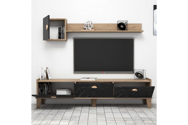 TV-möbelset 35x178 cm - Natur/Svart - Möbler - Tv möbel & mediamöbel - TV-möbelset