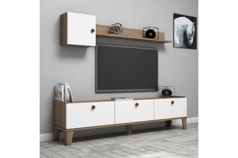 TV-möbelset 35x178 cm - Natur/Vit - Möbler - Tv möbel & mediamöbel - TV-möbelset