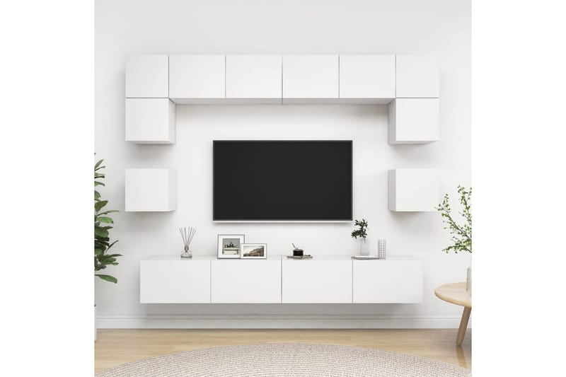 TV-skåp 8 delar vit spånskiva - Vit - Möbler - Tv möbel & mediamöbel - TV-möbelset