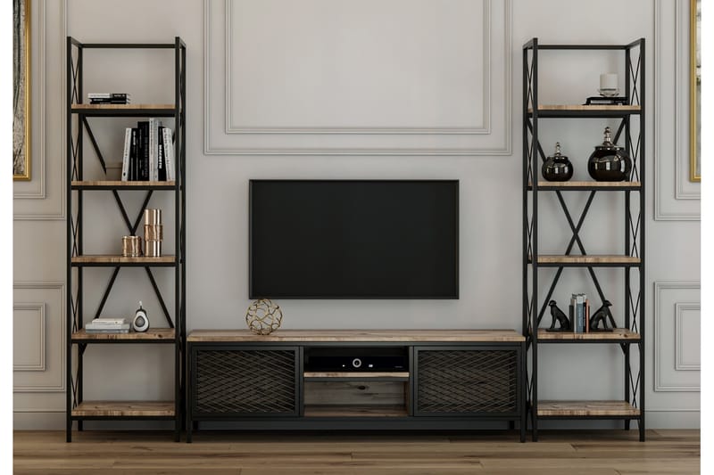 Uzair TV-Möbelset 150 cm - Trä/Natur/Svart - Möbler - Tv möbel & mediamöbel - TV-möbelset