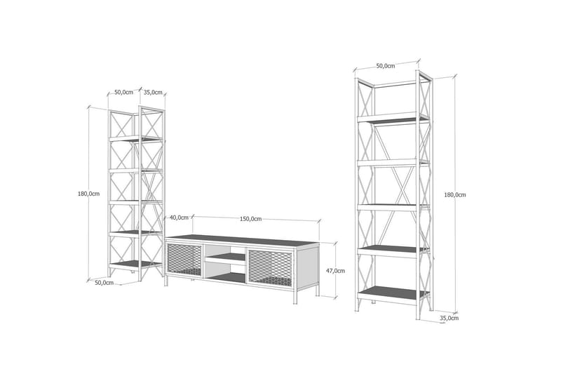 Uzair TV-Möbelset 150 cm - Trä/Natur/Svart - Möbler - Tv möbel & mediamöbel - TV-möbelset