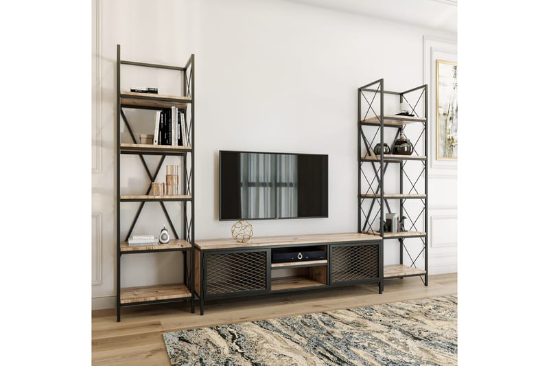 Uzair TV-Möbelset 150 cm - Trä/Natur/Svart - Möbler - Tv möbel & mediamöbel - TV-möbelset