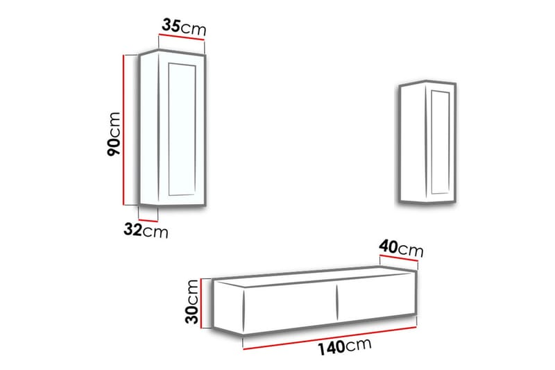 Vasil TV-möbelset 210x40x180 cm - Svart/Vit - Möbler - Tv möbel & mediamöbel - TV-möbelset