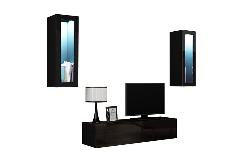 Vasil TV-möbelset 210x40x180 cm - Svart/Vit - Möbler - Tv möbel & mediamöbel - TV-möbelset