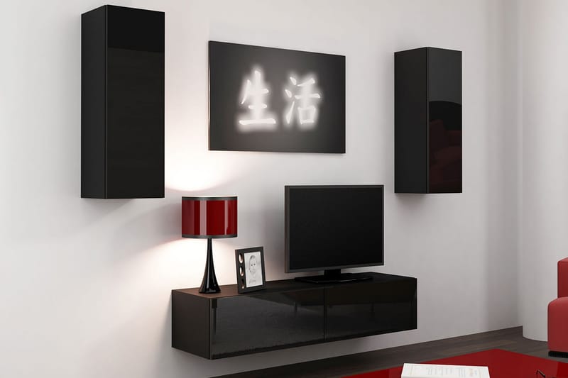 Vasil TV-möbelset 210x40x180 cm - Svart/Vit - Möbler - Tv möbel & mediamöbel - TV-möbelset