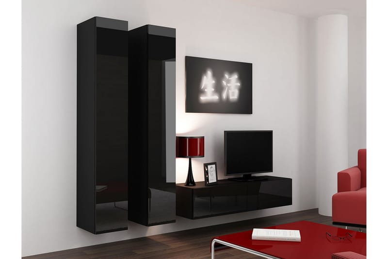 Vasil TV-möbelset 220x40x180 cm - Svart/Vit - Möbler - Tv möbel & mediamöbel - TV-möbelset