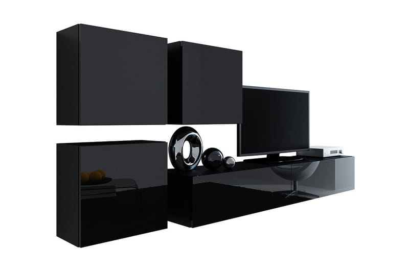 Vasil TV-möbelset 230x40x180 cm - Svart/Vit - Möbler - Tv möbel & mediamöbel - TV-möbelset