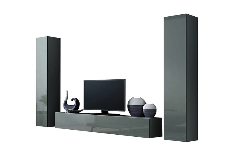 Vasil TV-möbelset 260x40x180 cm - Svart/Grå/Vit - Möbler - Tv möbel & mediamöbel - TV-möbelset