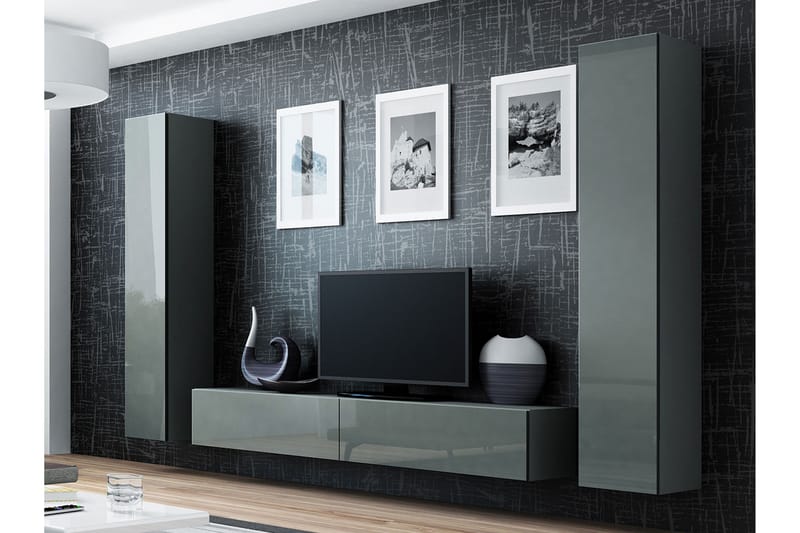 Vasil TV-möbelset 260x40x180 cm - Svart/Grå/Vit - Möbler - Tv möbel & mediamöbel - TV-möbelset