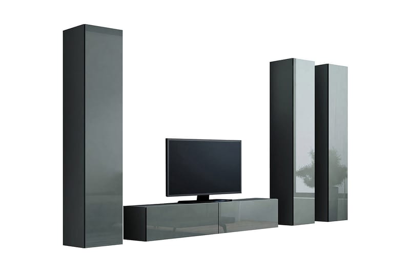 Vasil TV-möbelset 260x40x180 cm - Svart/Grå/Vit - Möbler - Tv möbel & mediamöbel - TV-möbelset