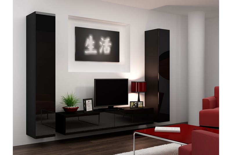Vasil TV-möbelset 260x40x180 cm - Svart/Vit - Möbler - Tv möbel & mediamöbel - TV-möbelset