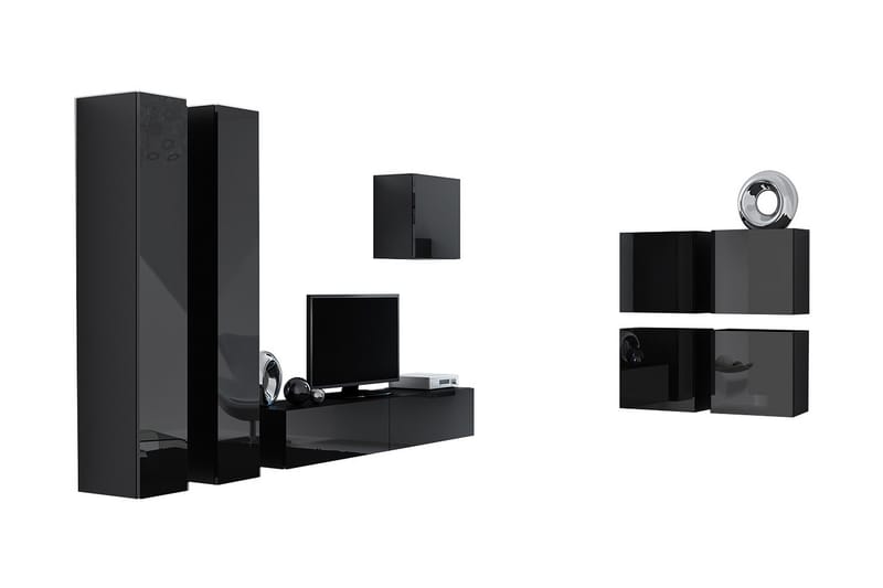 Vasil TV-möbelset 260x40x180 cm - Svart/Vit - Möbler - Tv möbel & mediamöbel - TV-möbelset