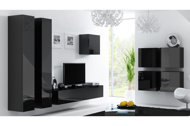 Vasil TV-möbelset 260x40x180 cm - Svart/Vit - Möbler - Tv möbel & mediamöbel - TV-möbelset