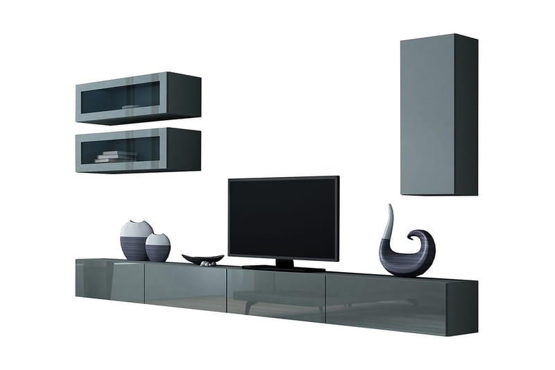 Vasil TV-möbelset 280x40x180 cm - Grå - Möbler - Tv möbel & mediamöbel - TV-möbelset