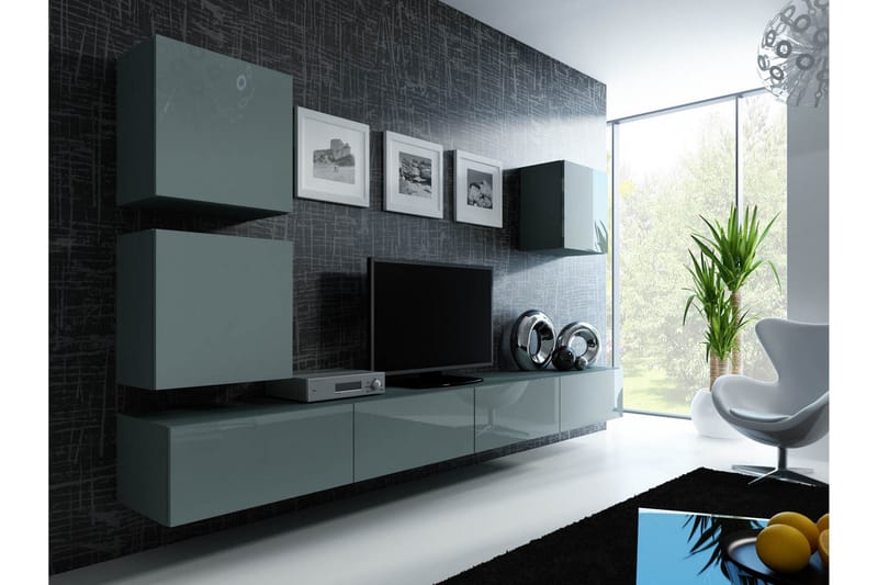 Vasil TV-möbelset 280x40x180 cm - Grå - Möbler - Tv möbel & mediamöbel - TV-möbelset
