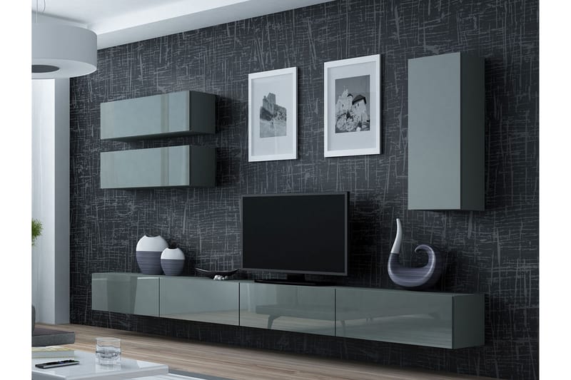 Vasil TV-möbelset 280x40x180 cm - Grå - Möbler - Tv möbel & mediamöbel - TV-möbelset