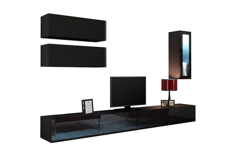 Vasil TV-möbelset 280x40x180 cm - Svart/Vit - Möbler - Tv möbel & mediamöbel - TV-möbelset