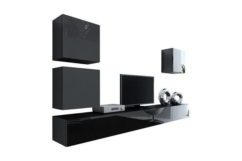 Vasil TV-möbelset 280x40x180 cm - Svart/Vit - Möbler - Tv möbel & mediamöbel - TV-möbelset
