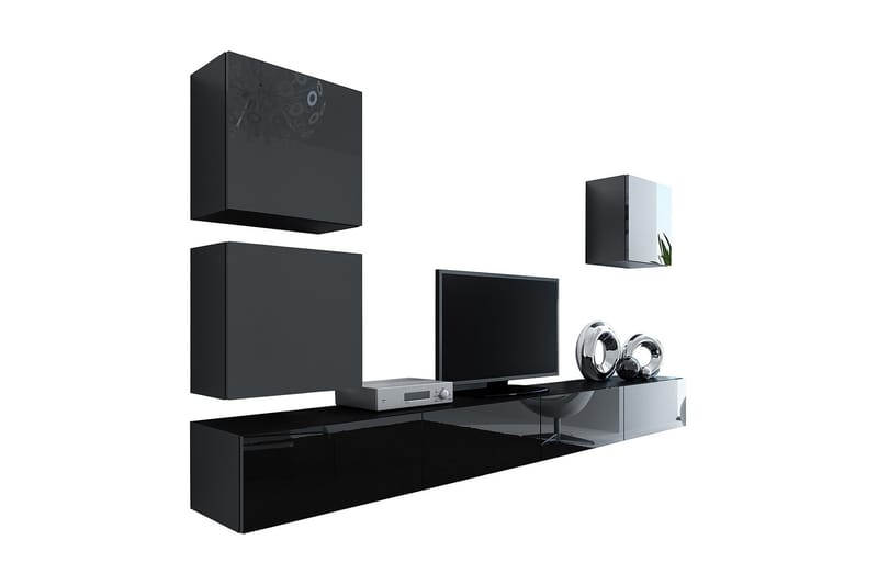 Vasil TV-möbelset 280x40x180 cm - Svart/Vit - Möbler - Tv möbel & mediamöbel - TV-möbelset