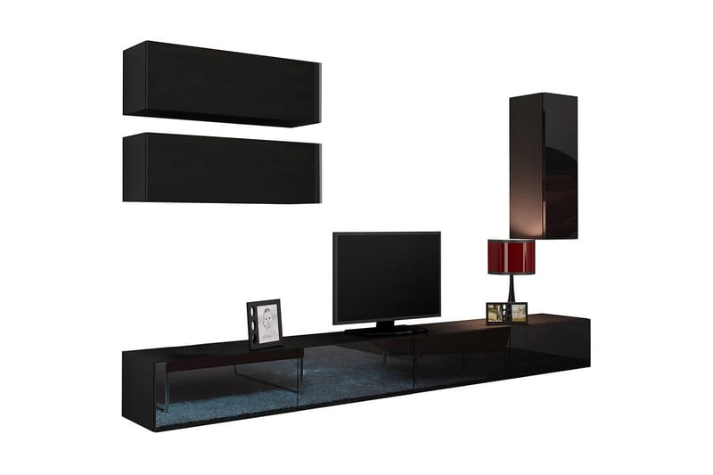 Vasil TV-möbelset 280x40x180 cm - Svart/Vit - Möbler - Tv möbel & mediamöbel - TV-möbelset