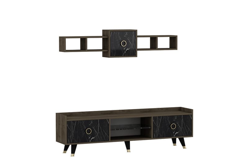 Velimel Tv-möbelset 180 cm - Natur/Svart - Möbler - Tv möbel & mediamöbel - TV-möbelset