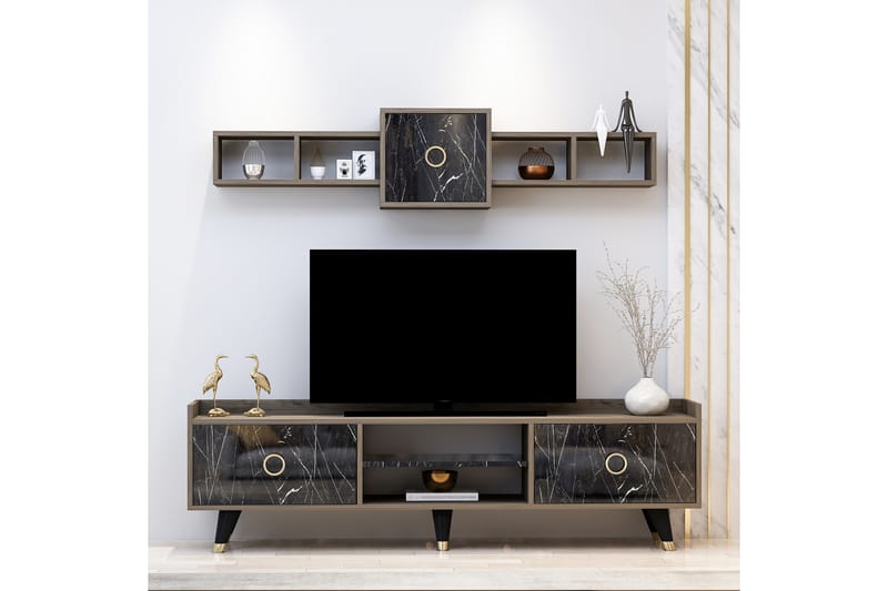 Velimel Tv-möbelset 180 cm - Natur/Svart - Möbler - Tv möbel & mediamöbel - TV-möbelset