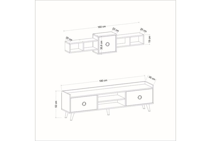Velimel Tv-möbelset 180 cm - Natur/Svart - Möbler - Tv möbel & mediamöbel - TV-möbelset