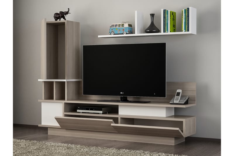 Vintalle Tv-bänk med Dold Förvaring - Vit - TV-möbelset
