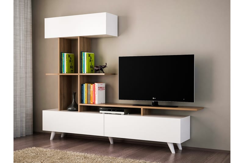 Violena Mediaförvaring, Vit/Valnöt