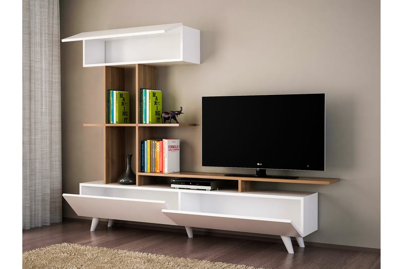 Violena Mediaförvaring - Vit/Valnöt - Möbler - Tv möbel & mediamöbel - TV-möbelset