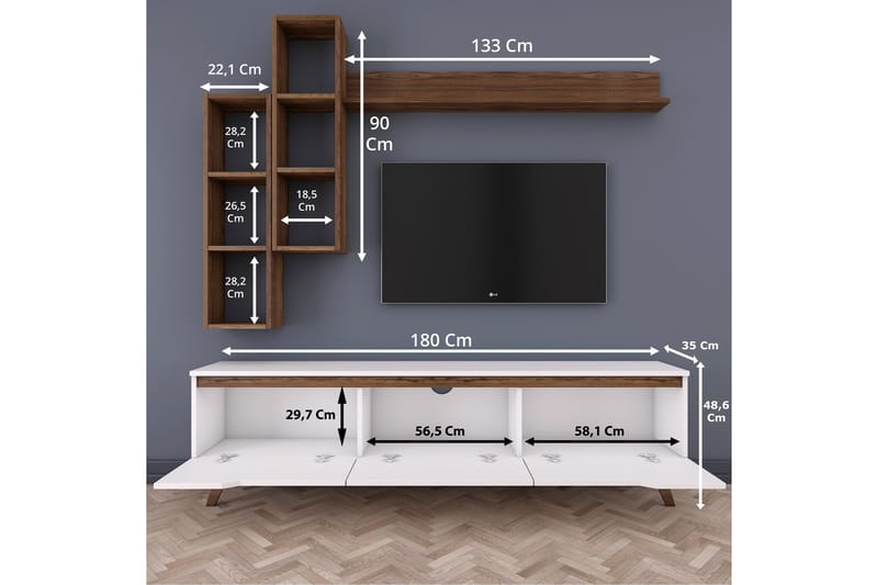 Virkesbo TV-Möbelset 180 cm - Beige - Möbler - Tv möbel & mediamöbel - TV-möbelset