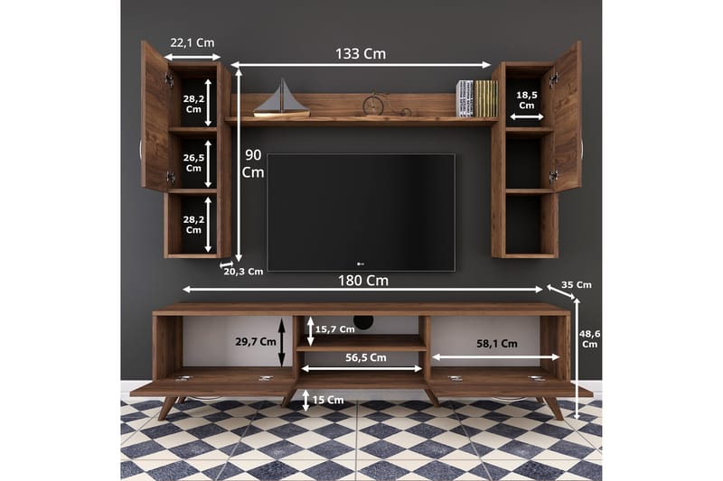 Virkesbo TV-Möbelset 180 cm - Brun - Möbler - Tv möbel & mediamöbel - TV-möbelset