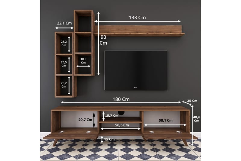 Virkesbo TV-Möbelset 180 cm - Brun - Möbler - Tv möbel & mediamöbel - TV-möbelset