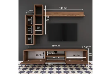 Virkesbo TV-Möbelset 180 cm - Brun - Möbler - Tv möbel & mediamöbel - TV-möbelset