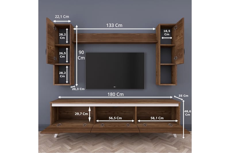 Virkesbo TV-Möbelset 180 cm - Vit/Brun - TV-möbelset