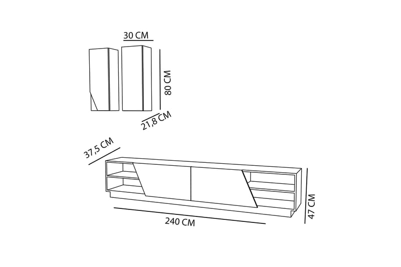 Zebrai Tv-Bänk med Dold Förvaring - Svart/Teak - Möbler - Tv möbel & mediamöbel - TV-möbelset