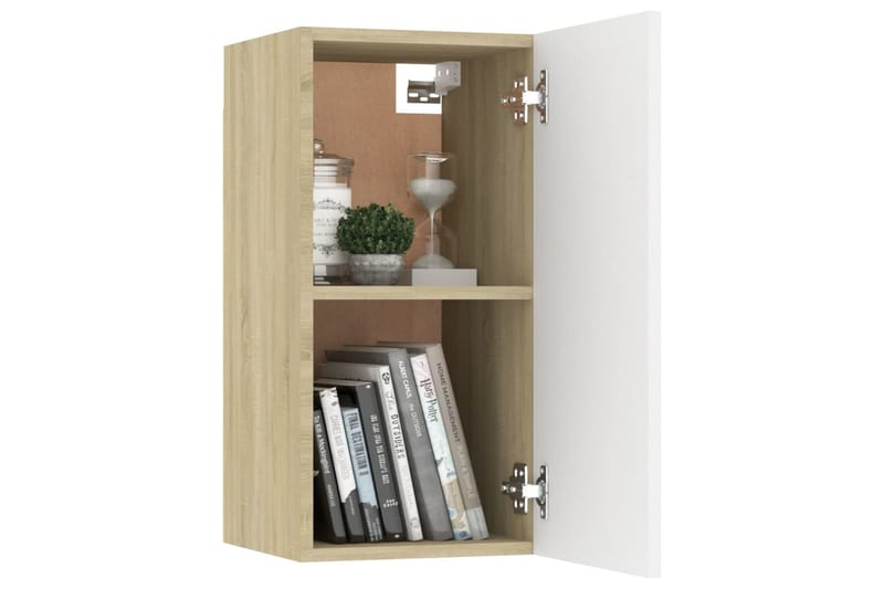 TV-skåp 2 st vit och sonoma-ek 30,5x30x60 cm spånskiva - Vit - Möbler - Tv möbel & mediamöbel - TV bänk & mediabänk