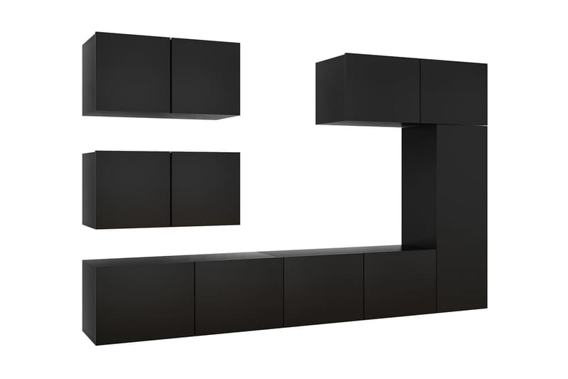 TV-skåp 6 delar svart spånskiva - Svart - TV skåp