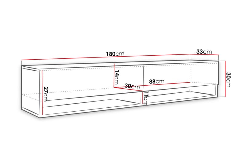 Brya Tv-skåp 180 cm RGB LED - Vit/Natur - Möbler - Tv möbel & mediamöbel - TV bänk & mediabänk