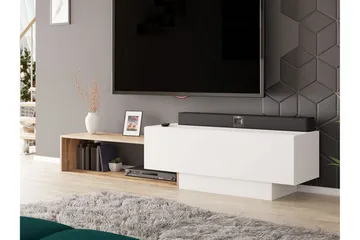 Carbost Väggmonterad TV Bänk 210 cm med Förvaring i Ek - Vit - Möbler - Tv möbel & mediamöbel - TV bänk & mediabänk