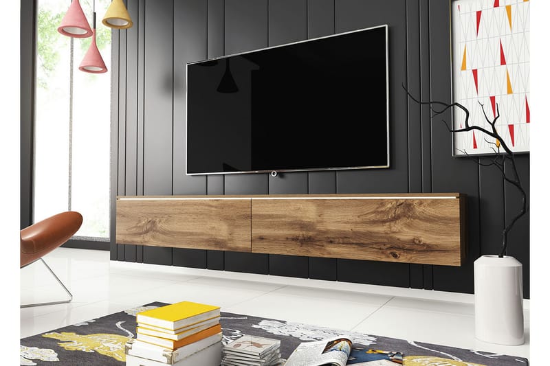 Cuguen Tv-skåp 180 cm Vit LED - Ljus Natur - Möbler - Tv möbel & mediamöbel - TV skåp