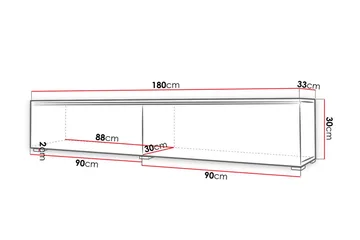 Cuguen Tv-skåp 180 cm - Vit/Grå - Möbler - Tv möbel & mediamöbel - TV bänk & mediabänk