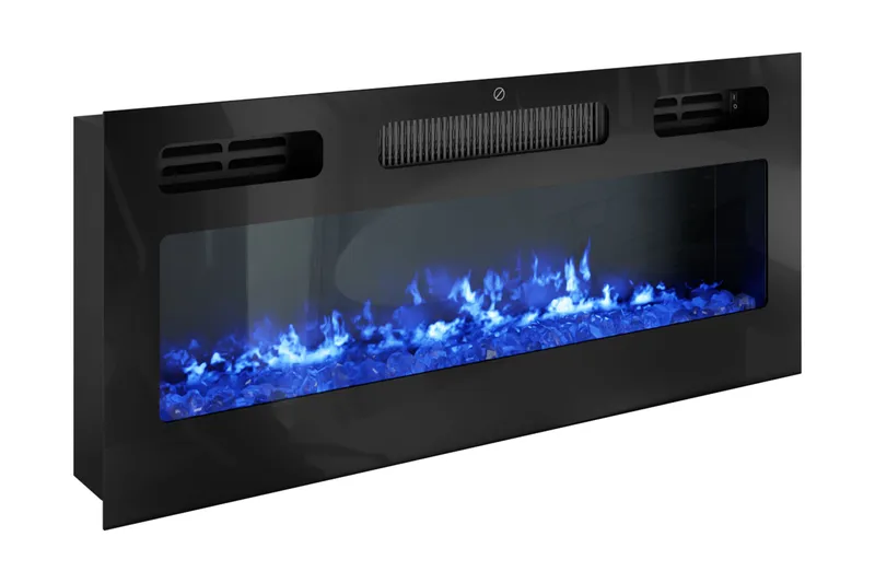 Glenndale Tv bänk med Förvaring + LED kamin + Belysning 190 - Svart - Möbler - Tv möbel & mediamöbel - TV skåp