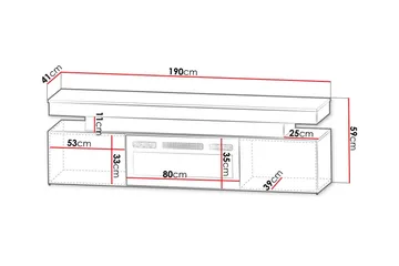 Glenndale Tv bänk med Förvaring + LED kamin + Belysning 190 cm - Vit - Möbler - Tv möbel & mediamöbel - TV bänk & mediabänk