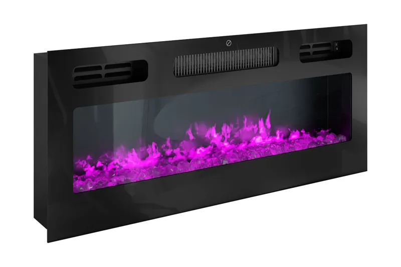 Glenndale Tv bänk med Förvaring + LED kamin + Belysning 190 - Svart - Möbler - Tv möbel & mediamöbel - TV bänk & mediabänk