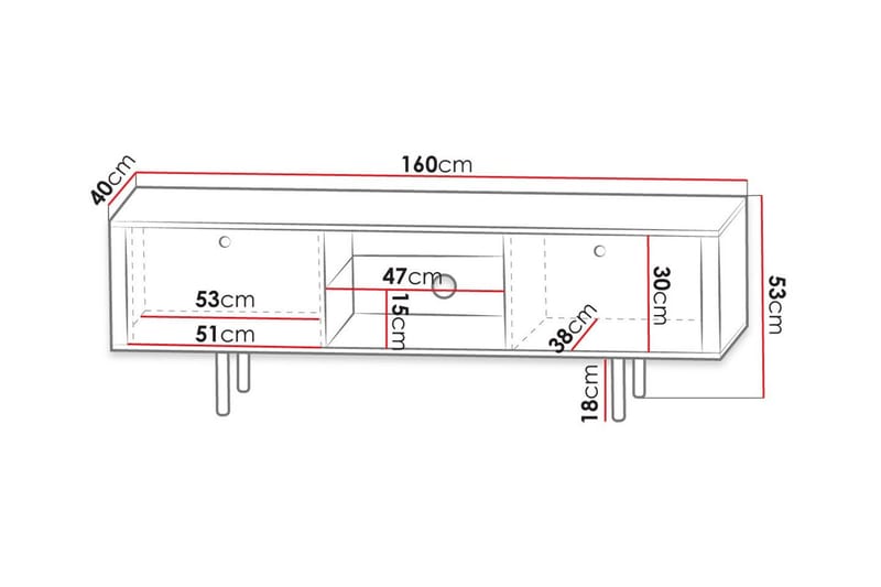 Glenndale Tv-skåp 160 cm - Svart - Möbler - Tv möbel & mediamöbel - TV skåp